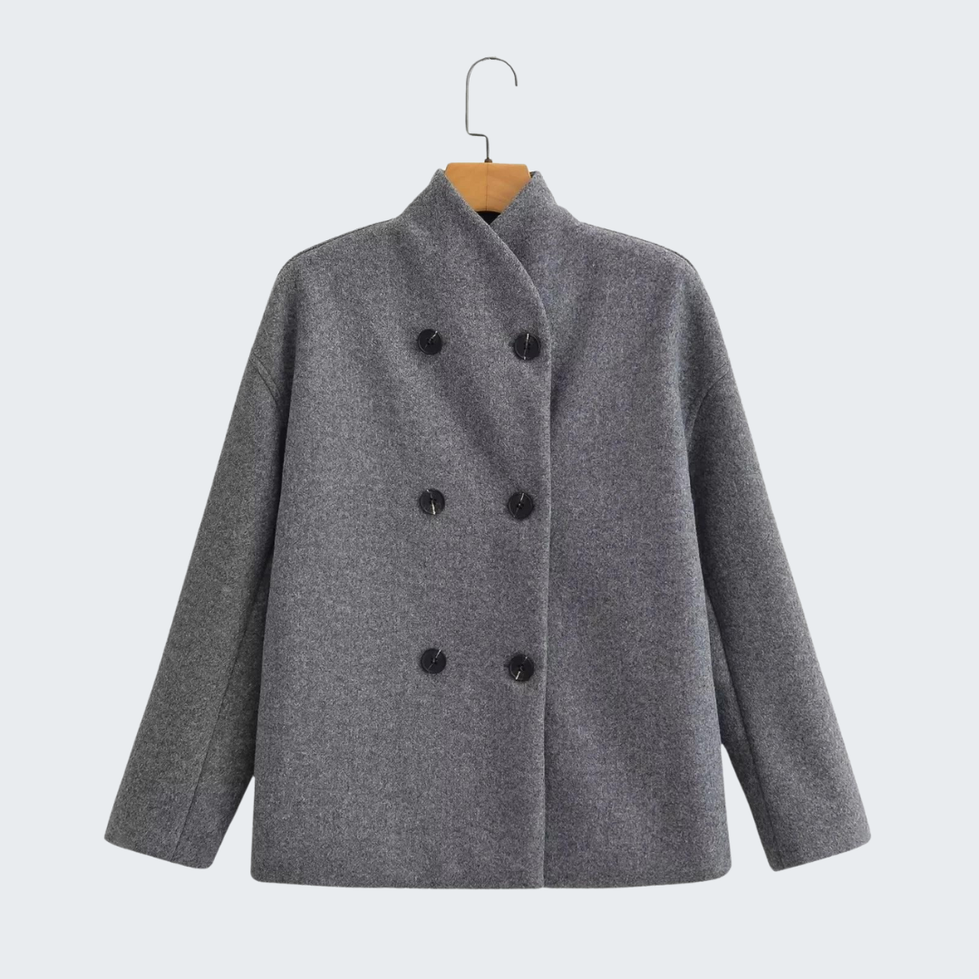 Wool Blend Double-Breasted Jacket for Fall and Winter