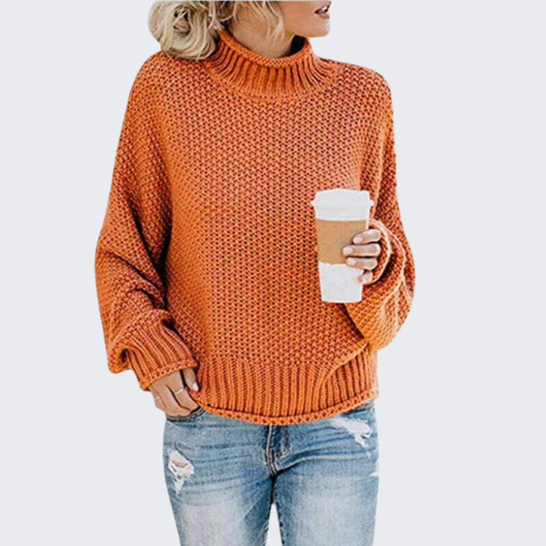 Cozy Knit Sweater with High Neck in Multiple Colors