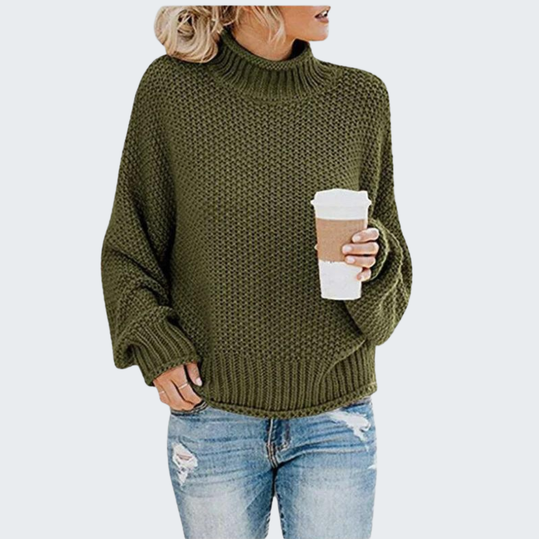 Cozy Knit Sweater with High Neck in Multiple Colors