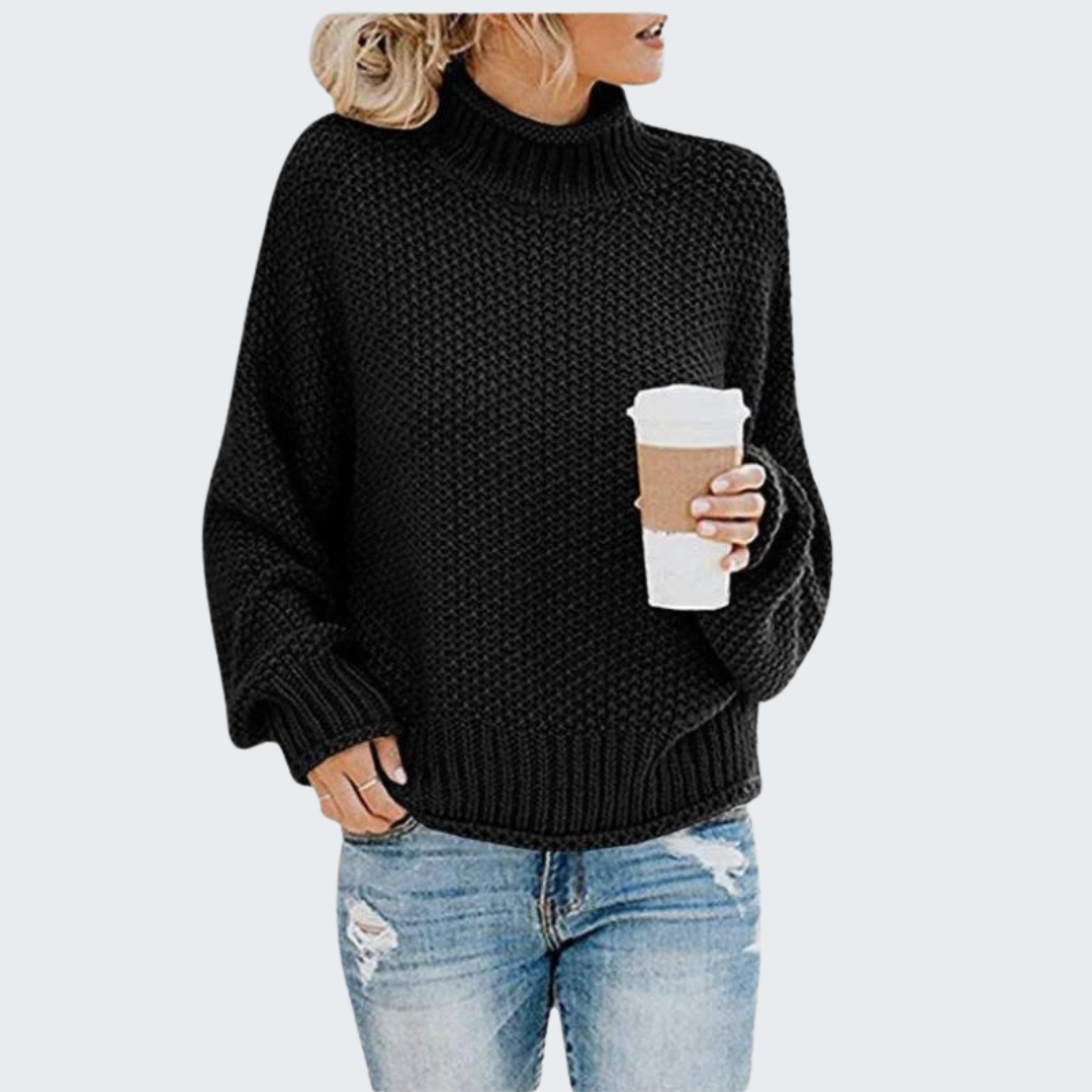 Cozy Knit Sweater with High Neck in Multiple Colors