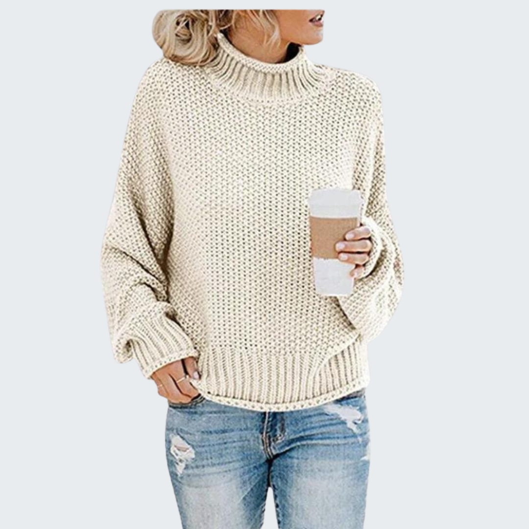 Cozy Knit Sweater with High Neck in Multiple Colors