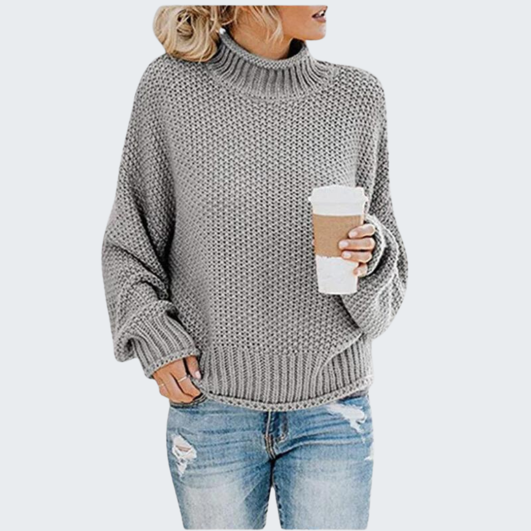 Cozy Knit Sweater with High Neck in Multiple Colors