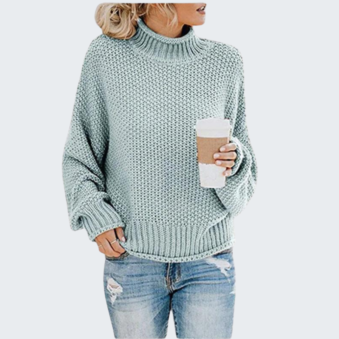 Cozy Knit Sweater with High Neck in Multiple Colors