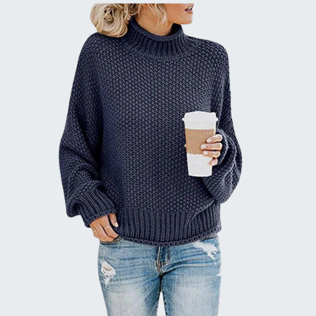 Cozy Knit Sweater with High Neck in Multiple Colors