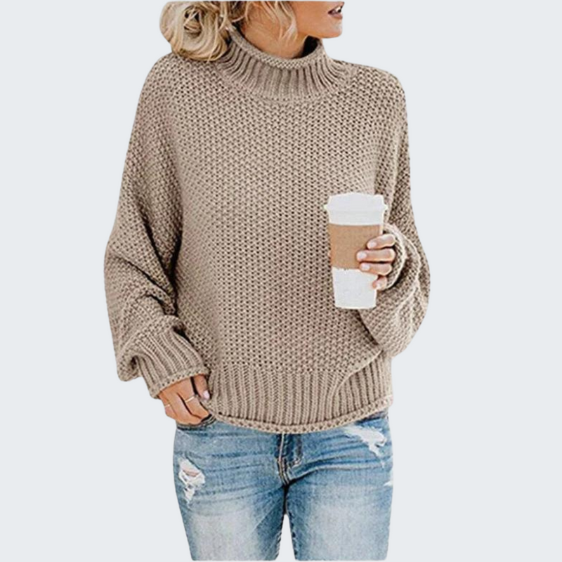 Cozy Knit Sweater with High Neck in Multiple Colors