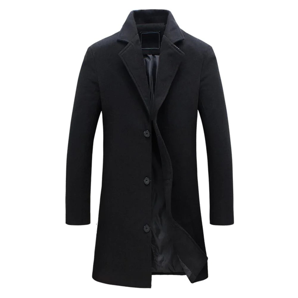 Long Winter Coat for Men with Classic Design and Warmth