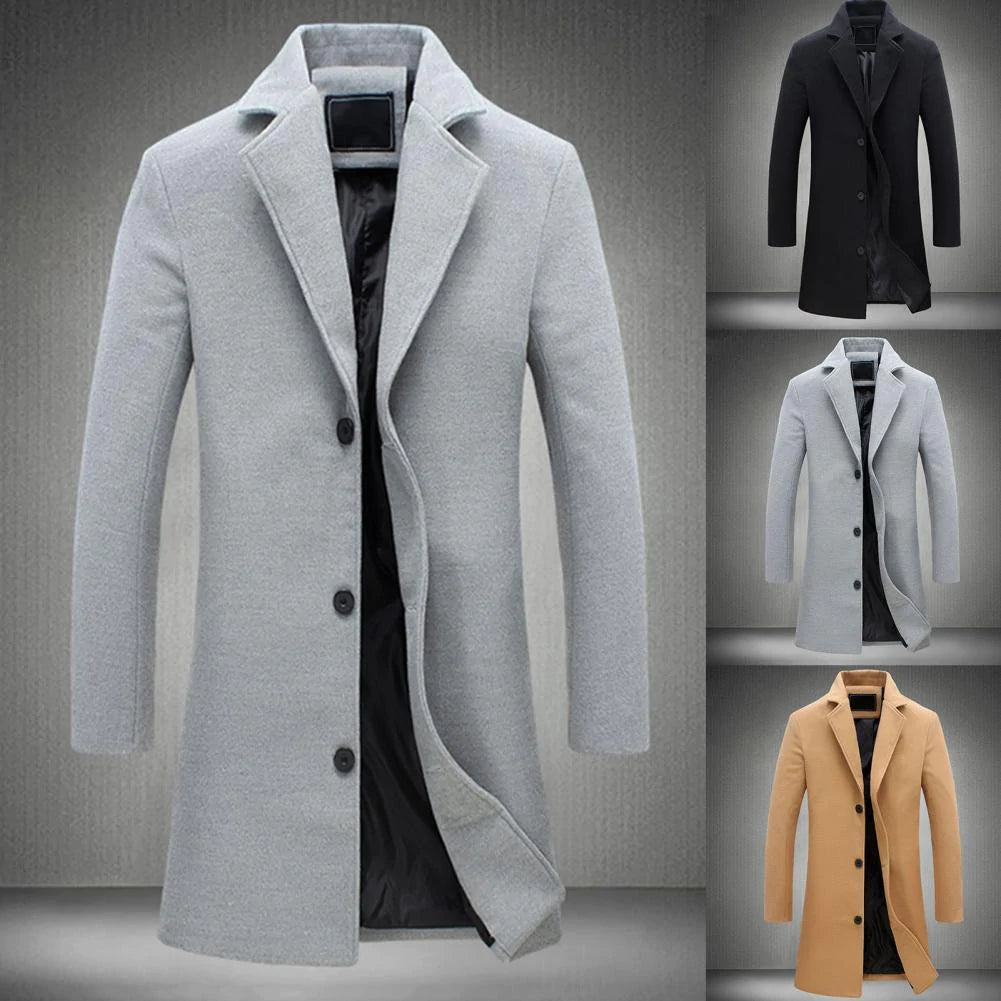 Long Winter Coat for Men with Classic Design and Warmth